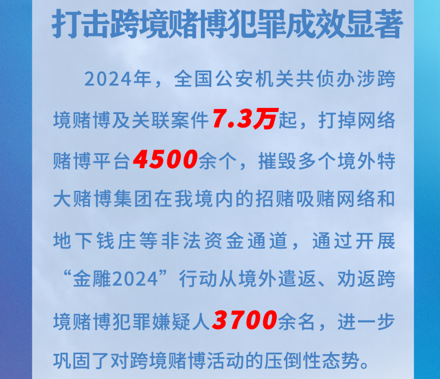 2024年，全国公安机关打掉网络赌博平台4500余个